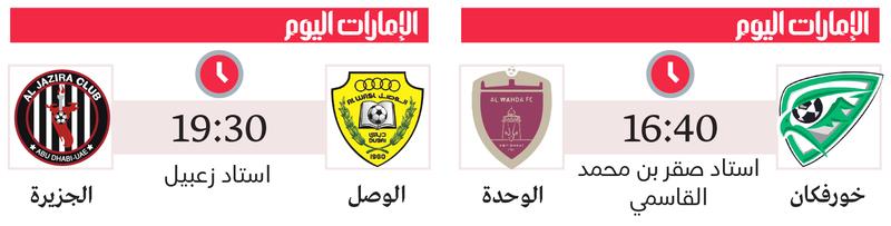 الوحدة التاريخية تتصدر اختبار خورفكان والوصل والجزيرة في قمة مرتقبة