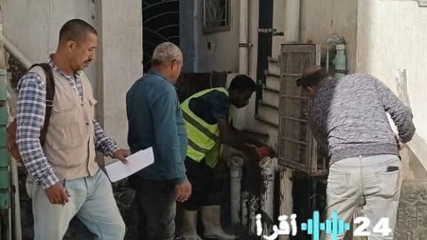 «حملة مفاجئة تثمر عن ضبط 30 وصلة مياه مخالفة في جهاز العبور الجديدة»