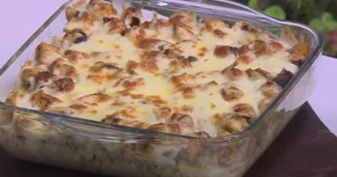 مكرونة الفرن بالدجاج والمشروم مذاق لا يُنسى