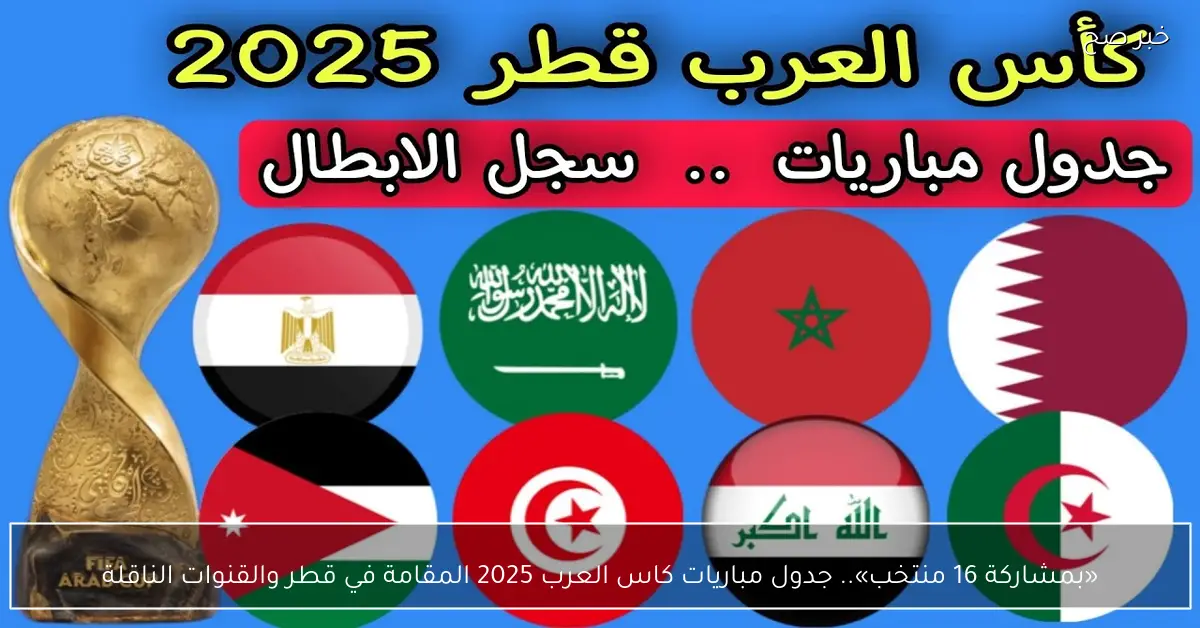 «الدوحة تستضيف الحدث».. جدول مباريات كأس العرب 2025 والقنوات الناقلة بمشاركة 16 منتخبًا