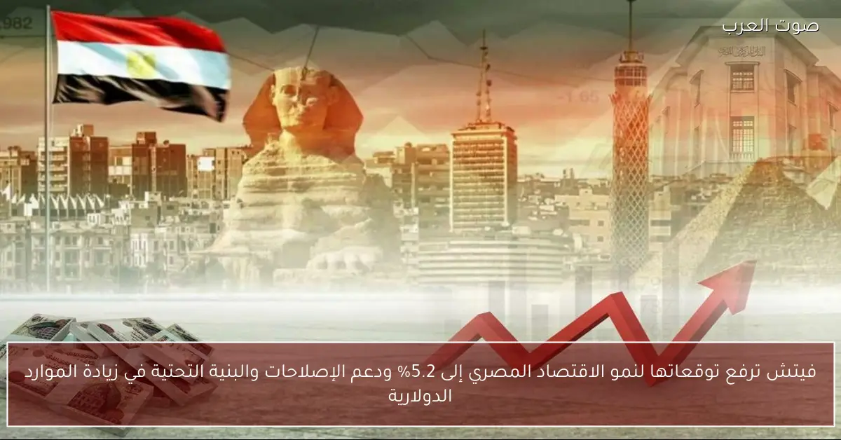 فيتش ترفع توقعاتها لنمو الاقتصاد المصري إلى 5.2% مع التأكيد على أهمية الإصلاحات وتعزيز البنية التحتية لزيادة الموارد الدولارية