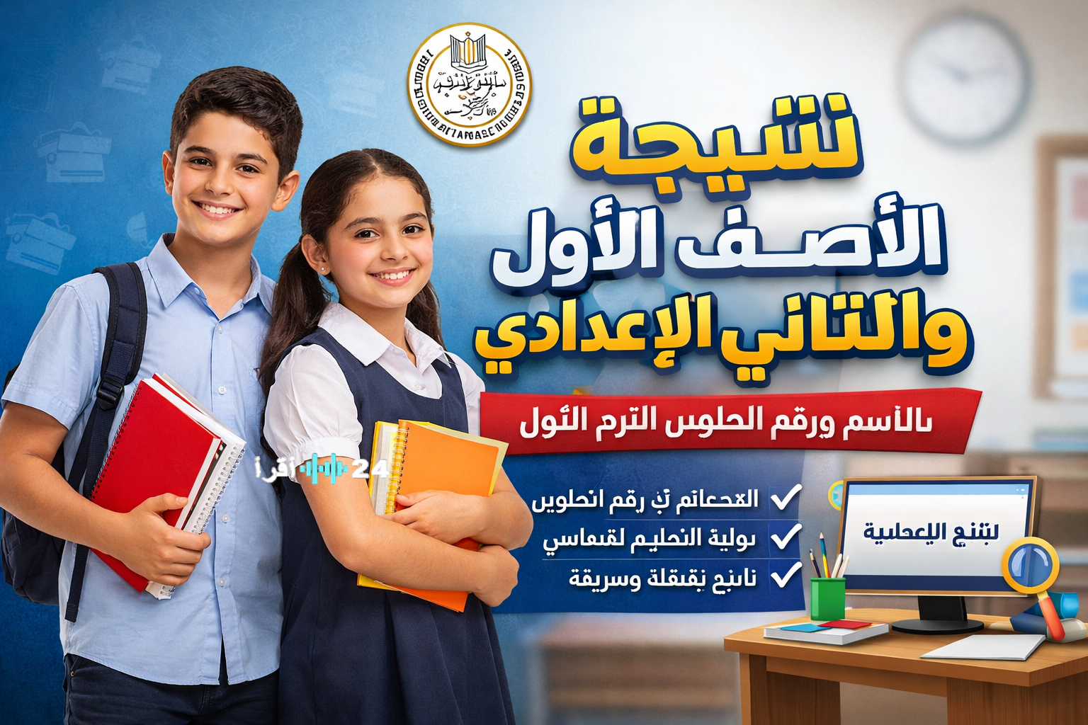 روابط نتيجة الصف الاول والثاني الاعدادي بالاسم ورقم الجلوس الترم الاول