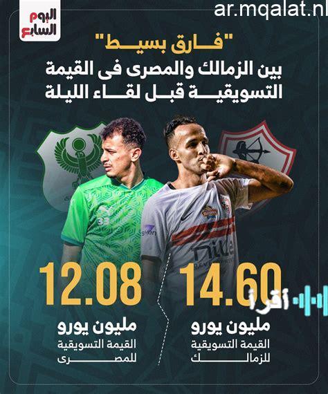 فارق بسيط في القيمة التسويقية بين الزمالك والمصري قبيل المواجهة المرتقبة الليلة