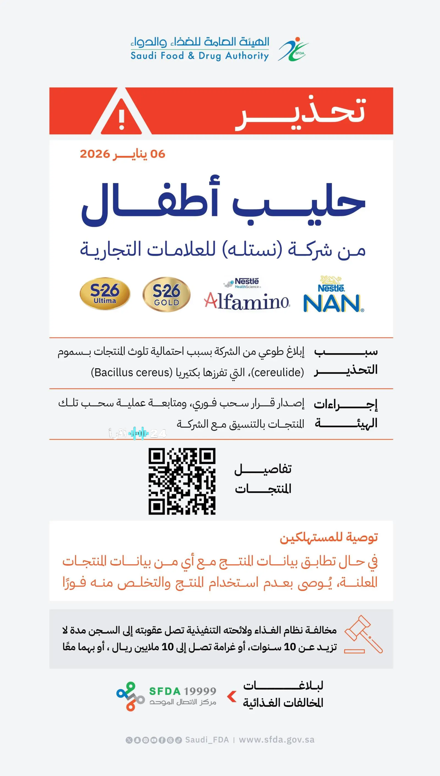 «تحذير من الغذاء والدواء: إحذروا استهلاك حليب الأطفال من نستله»