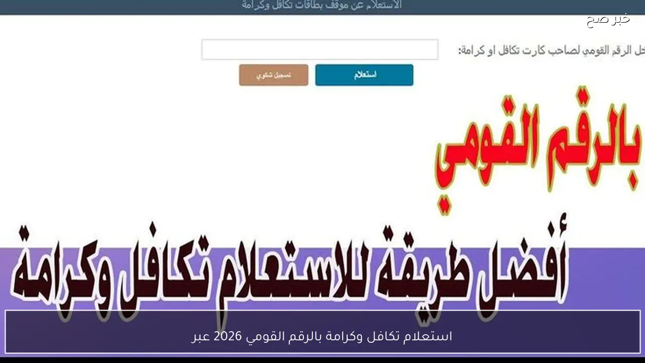 استعلام تكافل وكرامة للعام 2026 باستخدام الرقم القومي من خلال موقع وزارة التضامن الاجتماعي