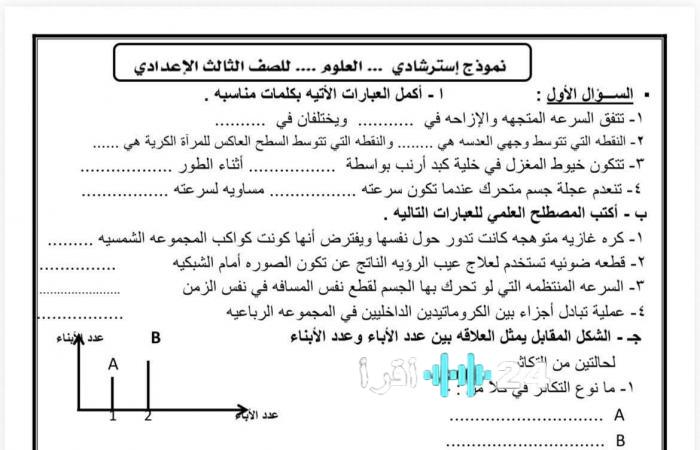 نماذج امتحانات الصف الثالث الإعدادي الترم الأول 2026 بصيغة PDF