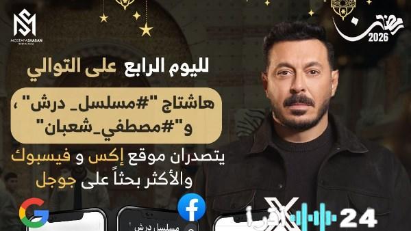 لليوم الرابع على التوالي.. مصطفى شعبان يتصدر التريند بمسلسل درش