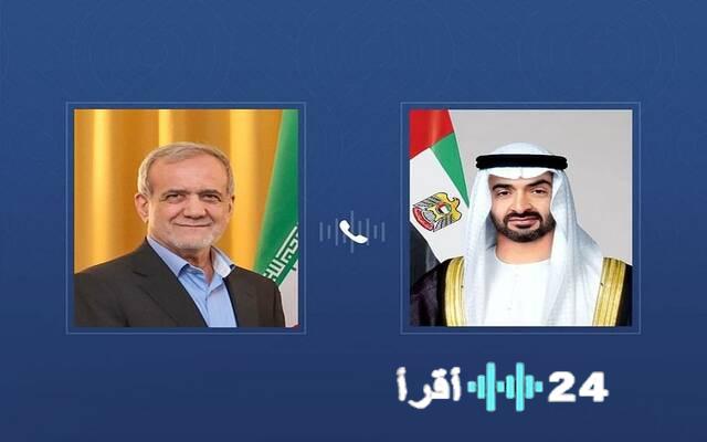 محمد بن زايد ورئيس إيران يبحثان سبل تعزيز العلاقات واستقرار المنطقة