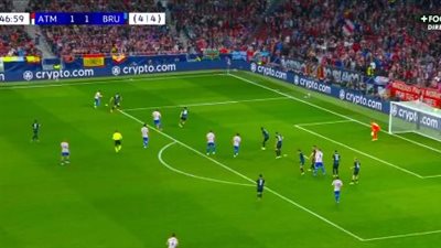 أتلتيكو مدريد يواجه كلوب بروج في دوري أبطال أوروبا ويقدم ملخص أهداف ونتيجة المباراة بعد مرور 50 دقيقة
