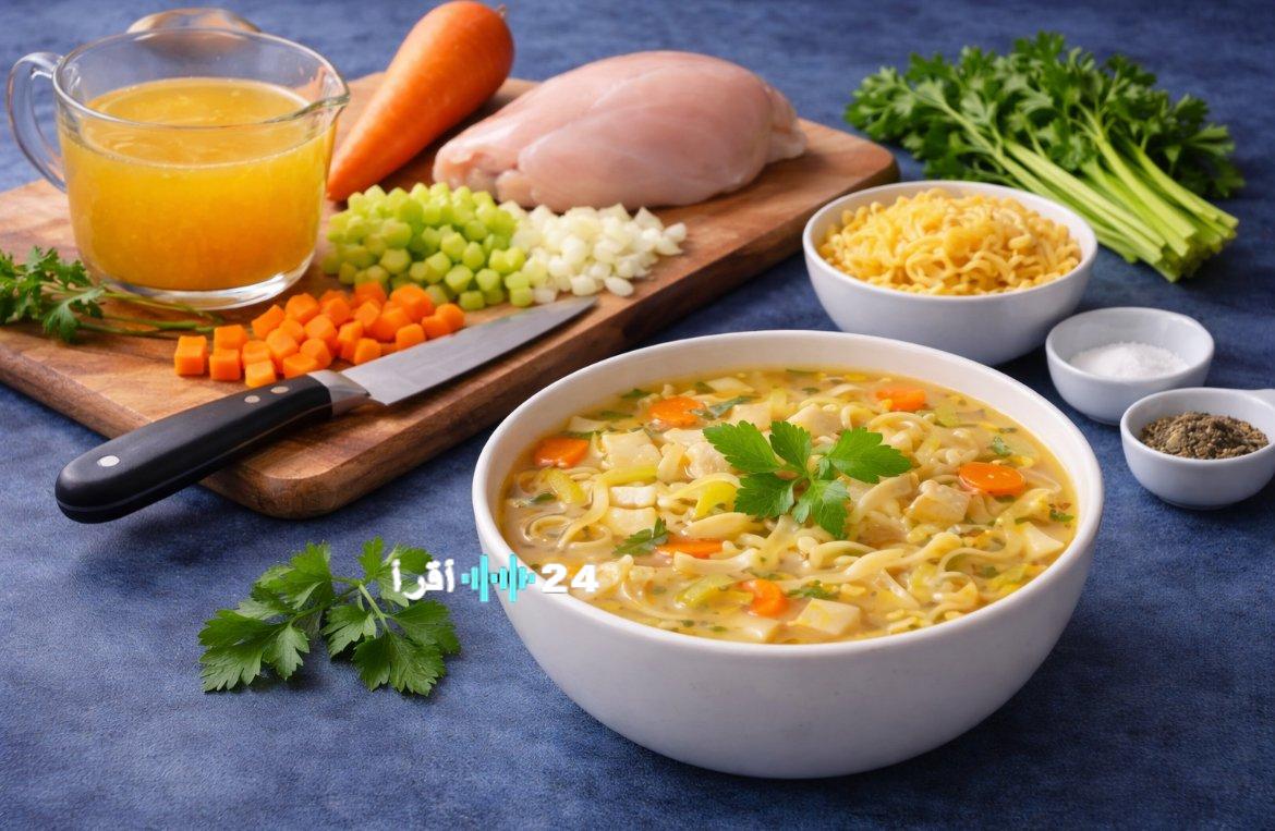 شوربة الدجاج مع النودلز – مجلة لالة فاطمة