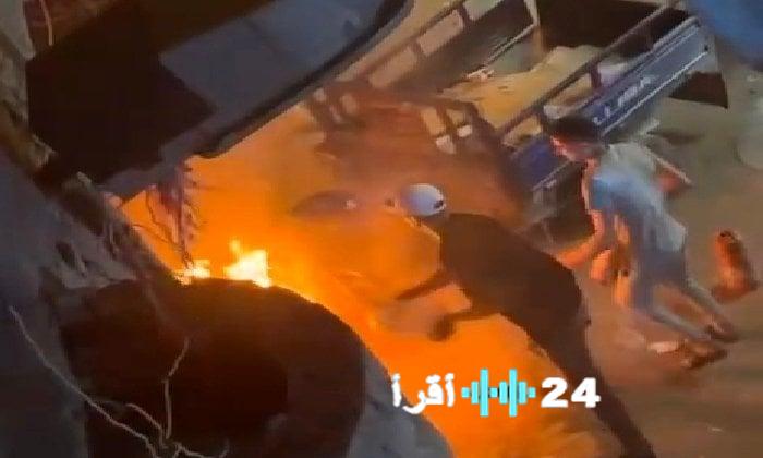 «معجزة حقيقية في قلب الكارثة.» سائق يفلت من براثن الموت المحقق بعد انفجار مروع لمركبته في المرج