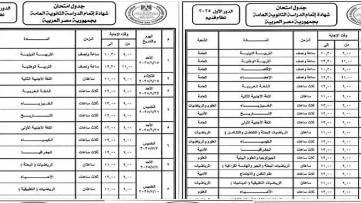 وزارة التعليم توضح تفاصيل جداول الثانوية العامة 2026 وتكشف عن موعد رسمي مفاجئ