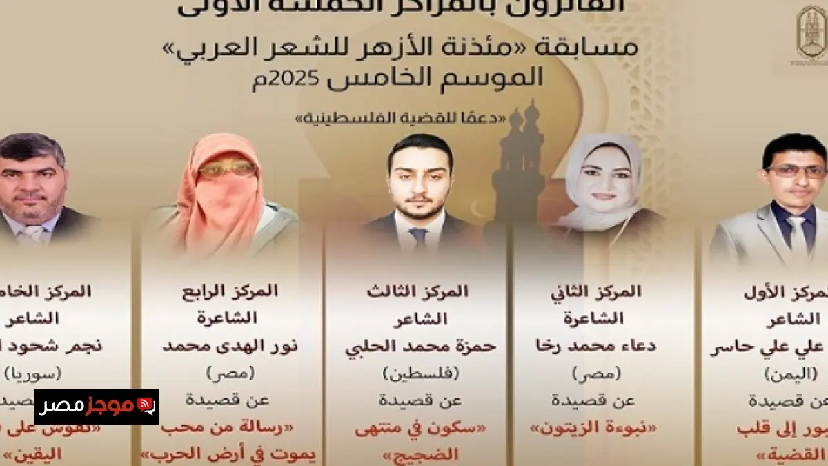 الفائزون في مسابقة مئذنة الأزهر للشعر يعبرون عن دعمهم للقضية الفلسطينية بتميّز إبداعي