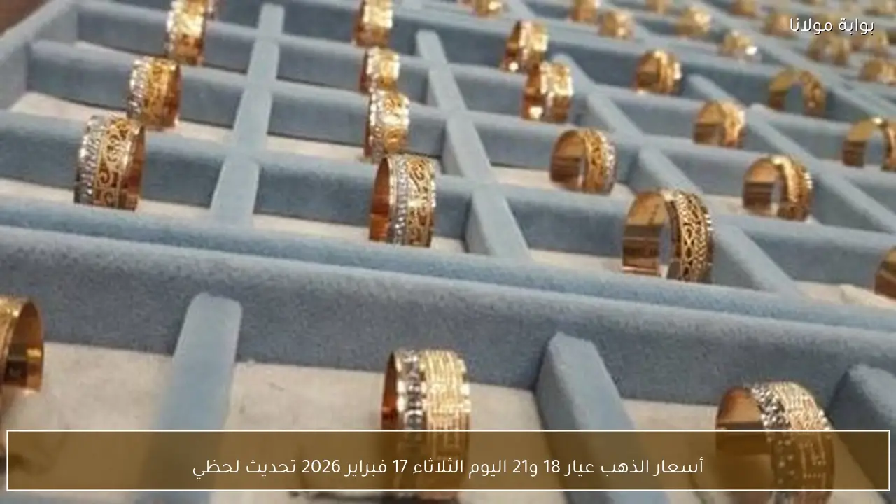 تحديث مباشر لأسعار الذهب عيار 18 و21 الثلاثاء 17 فبراير 2026