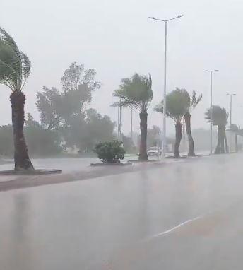 رياح عاتية وأمطار غزيرة تعصف بمنطقة حائل