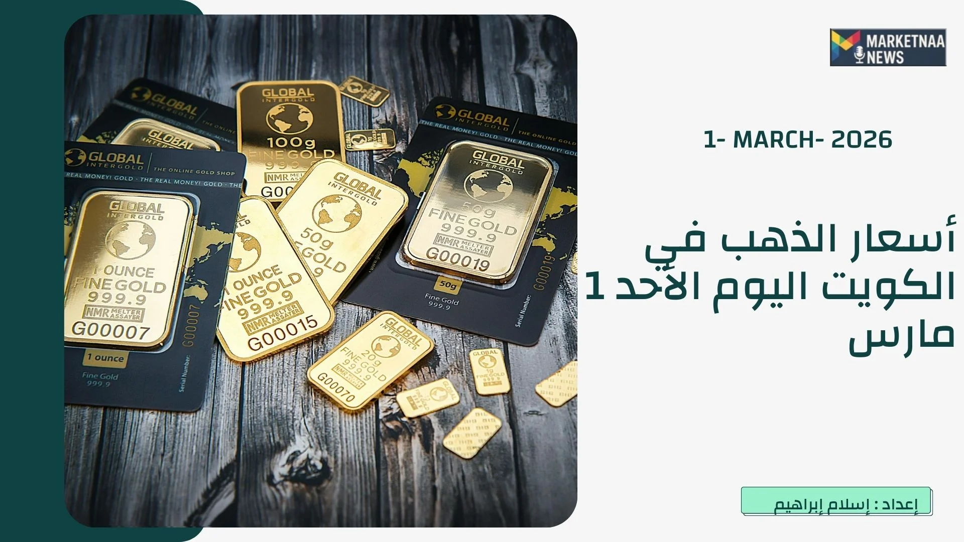 أسعار الذهب في الكويت ترتفع اليوم مع تسجيل عيار 21 عند 52 دينار بزيادة بلغت 0.35%