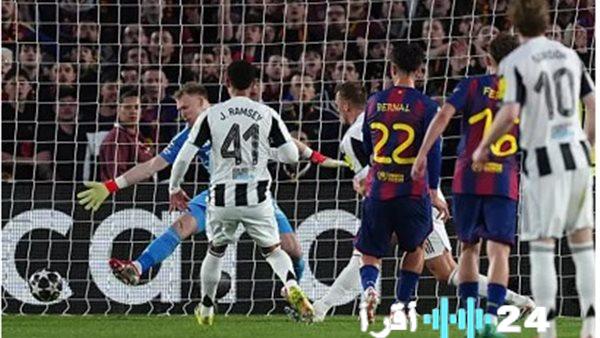 التعادل الإيجابي يحدد مجريات الشوط الأول في مواجهة برشلونة ونيوكاسل ضمن دوري أبطال أوروبا