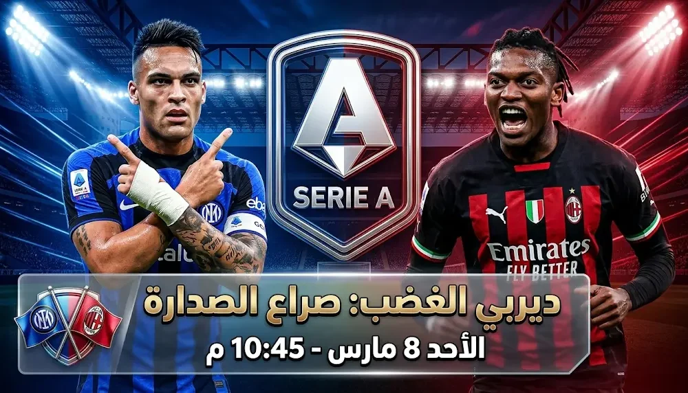 القنوات الناقلة لمباراة ميلان وإنتر ميلان في السعودية والخليج الأحد 8 مارس 2026