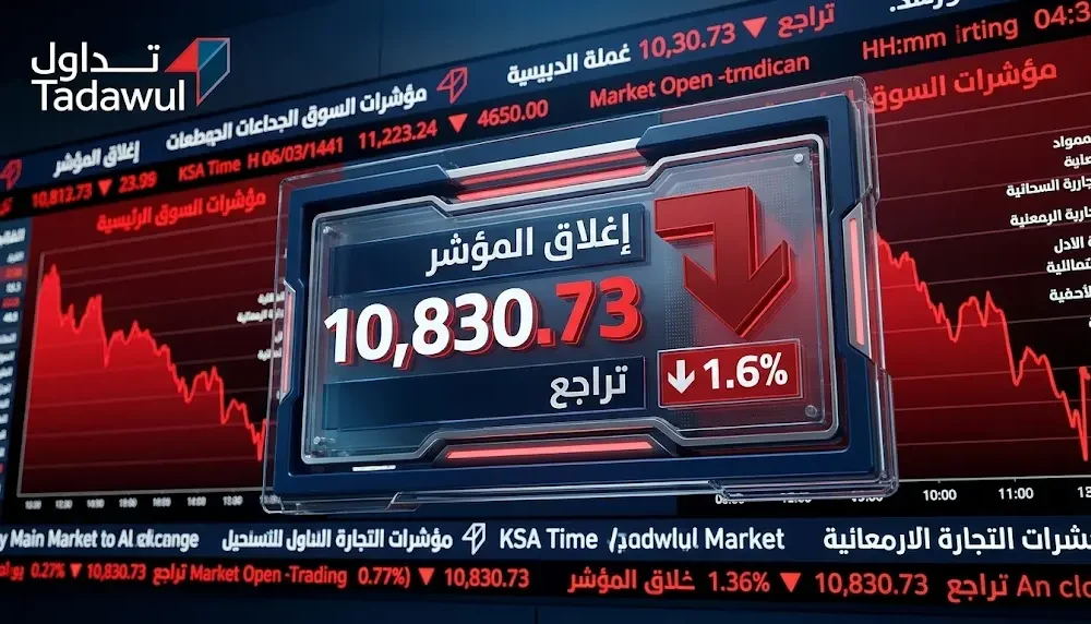تراجع كبير لمؤشر سوق الأسهم السعودية تاسي وسط انخفاض حاد عن مستوى عشرة آلاف وتسعمائة نقطة في جلسة الاثنين