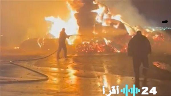 حريق هائل يدمر مزارع القصب وتلال الحوطا بديروط بأسيوط ويتسبب في خسائر فادحة في المحاصيل الزراعية