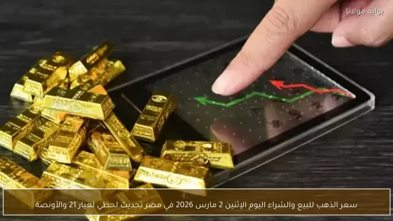 متابعة لحظية لأسعار الذهب بيعًا وشراءً عيار 21 والأونصة في مصر الإثنين 2 مارس 2026
