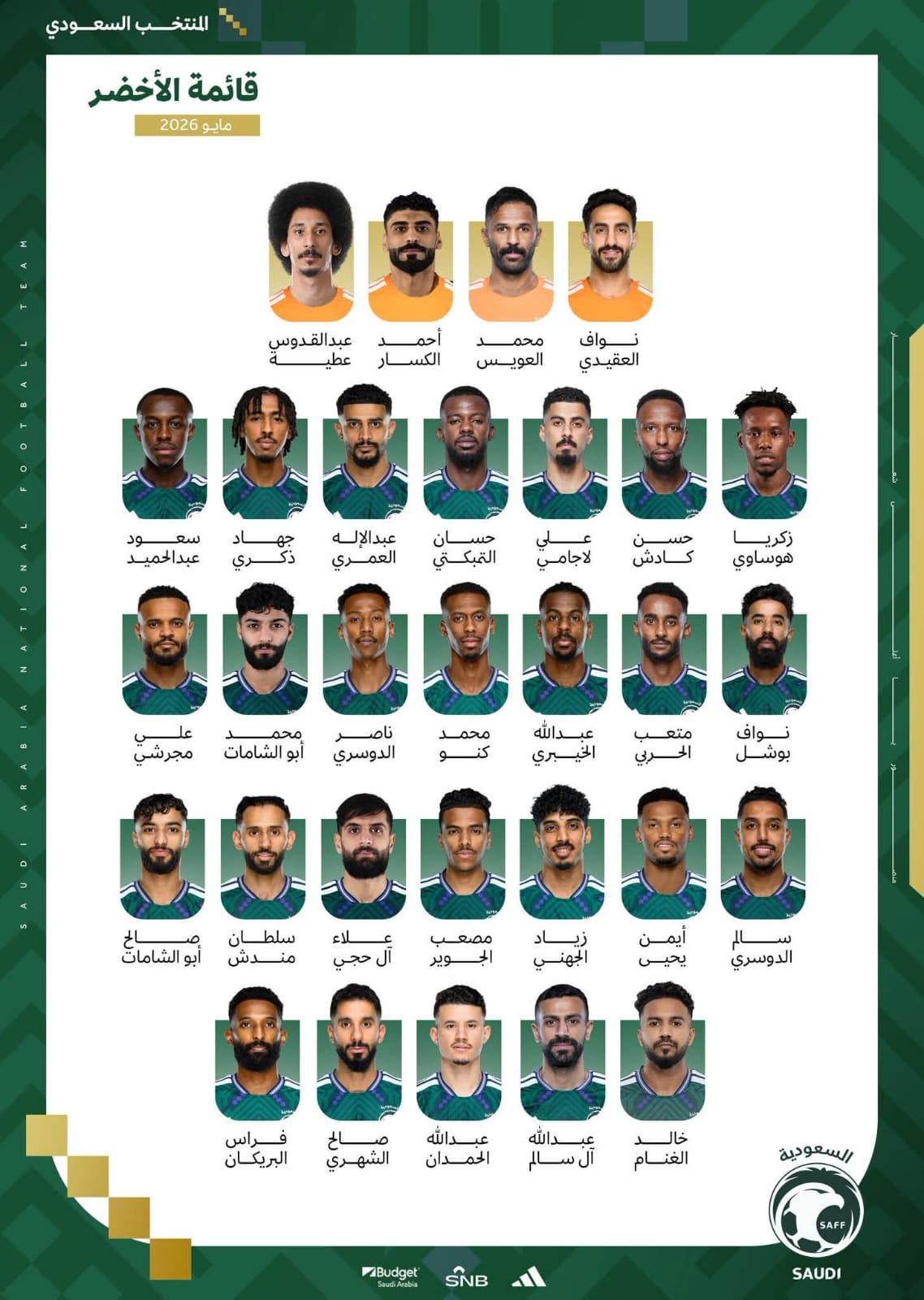 سالم الدوسري على رأس قائمة السعودية في كأس العالم 2026